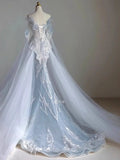 Daiiibabyyy  Elegant Appliques Wedding Dress Strapless Bridal Gowns Detachable Train Pearl Bride Dresses Princess Customized Vestido de novia