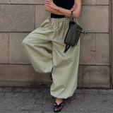 Daiiibabyyy  Lazy Wide-Leg Loose Lantern Pants Women's Spring Autumn Street Style Fashionable Comfortable Dopamine Color System Casual Pants