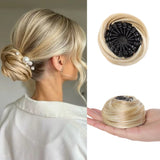 Daiiibabyyy  Synthetic Chignon Wig Hair Bun Extensions Retractable Bun Hairpiece Straight Donut Chignon Updo Hair for Women All Occasions Use