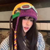 Daiiibabyyy  Removable Glasses Funny Pilot Hats for Women and Men Autumn Winter Travel Personality Versatile Thermal Ear Protection Beanies