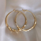 Daiiibabyyy  New Trendy Silver Color Big Circle Hoop Earrings for Women Exaggerated Metal Geometric Smooth Round Earrings Jewelry Gift