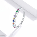 Daiiibabyyy  Slim Dainty Pinky Thin Rings for Women Simple Silver Color Multicolor Zircon Finger Ring Accessories Fashion Y2k Jewelry KCR039