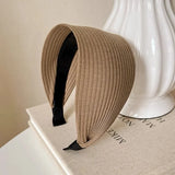 DAIIIBABYYY  -  New Soft Wide Knitting Cotton Hairbands for Women Girls Korean Neutral Solid Turban with Teeth Head Band Headwear Accessories