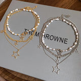 Daiiibabyyy  Pearl Star OT Buckle Pendant Necklaces 2025 Fashionable Personalized Collarbone Chain Necklace Light Luxury High-end Jewelry