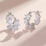 DAIIIBABYYY  -  Exquisite Clear Heart-shaped Cubic Zirconia Hoop Earrings New Trending Sliver Color Plated Wedding Party Ear Accessories
