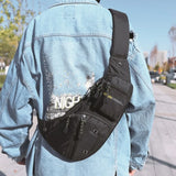 Daiiibabyyy  Portable Nylon Men Chest Bag Multi Compartment Large Capacity Shoulder Bag Adjustable Strap Multi Storage Pouch Outdoor Sports