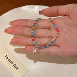 DAIIIBABYYY  -  New Fashion Summer Colorful Dopamine Flower Pearl Beaded Bracelet for Women Sweet Vacation Party Jewelry Friendship Gifts