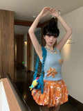 DAIIIBABYYY  -  Hot Girl Casual Sexy Suit Women's Summer Printed Vest Top High Waist A-line Mini Skirt Two-piece Set Fashion Female Clothes