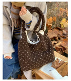 Daiiibabyyy  Korean Women Fashion Grunge Fur Bag Vintage All Match Streetwear Ins Handbags Casual Y2k Aesthetic Trendy Shoulder Underarm Bags