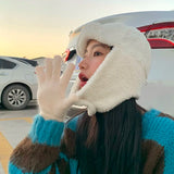 Japanese Retro Lamb Wool Plush Thickened Bomber Hats Women Autumn and Winter Outdoor Cycling Skiing Ear Protectors Men's Cap