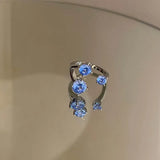 Daiiibabyyy  Luxury Shiny Crystal Open Rings for Women Sweet Cute Silver Color Metal Zircon Geometric Personality Finger Ring Wedding Jewelry