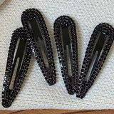 Daiiibabyyy  2PCs Black Rhinestone Hair Clips,Sparkly Crystal Hairpins,Hair Accessories for Women, Trendy Shiny Barrettes for Party Daily Use