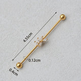 DAIIIBABYYY  -  1PC Industrial Piercing Barbells Jewelry Stainless Steel CZ Heart Ball Pearl Cartilage Helix Earring Body Piercing for Women Men