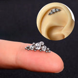 DAIIIBABYYY  -  1pcs New Style Stainless Steel Ear Piercing Cz Stud Earrings Snake Moon Round Ball Arc Cartilage Helix Conch Screw Back Earring