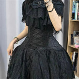 Daiiibabyyy  Cosplay Rhinestone Bow Japanese Gothic Style Skirt Set Women Sweet Lace Ruffles Shirt Slim Bandage Mini Skirt Lolita Y2k Outfits