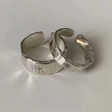 Daiiibabyyy  Punk Opening Ring Women Couple Y2K Shiny Star Finger Rings Handmade Irregular Design Jewelry Hip Hop Party Accessories