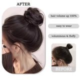 Daiiibabyyy  Synthetic Chignon Wig Hair Bun Extensions Retractable Bun Hairpiece Straight Donut Chignon Updo Hair for Women All Occasions Use