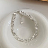 Daiiibabyyy  Sterling Silver Double Layered Car Flower Bead Wrapping Bracelet for Women Fine Jewelry Minimalist Accessories