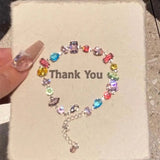DAIIIBABYYY  -  Light Luxury Crystal Beads Necklace for Women Girl Colorful Zircon Bracelet Fine Jewelry Candy Color Y2K Chokers Birthday Gifts