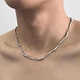 DAIIIBABYYY  -  New Irregular Wave Shape Chain Men Necklace Advanced Sense Stainless Steel Figaro Cuban Chain Necklace For Men Women Jewelry ﻿