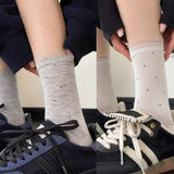 Daiiibabyyy  Fashion Women's Ballet Style Lace Edge Mid Tube Socks Spring Summer Sweat Absorbing Breathable Polka Dot Pattern Casual Socks