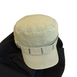 DAIIIBABYYY  -  Korean Retro Rivet Denim Flat Top Newsboy Cap Spring and Autumn Niche Fashion Washed and Made Old Y2k Trend Beret Hat for Women