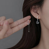 Daiiibabyyy  New Trendy Green Zircon Butterfly Earrings for Women Light Luxury Sweet Long Tassel Earrings Aesthetics Wedding Party Jewelry