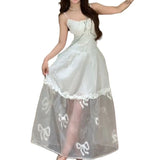 DAIIIBABYYY  -  White French Chiffon Splicing Lace Strap Dress For Women New Style Fashion Slim Fit Waistline Sling A-line Dresses Summer Autumn