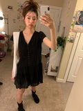 Daiiibabyyy  Retro Korean Sle ort Sve Hollow out Trim Button Slimming Casual Dr Unique SEI Girl Feeling High Waist Commute Dr