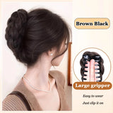 Daiiibabyyy  New Synthetic Hair Bun Claw Clip Fluffy Brown Wig Hair Clip Natural Black Hairpiece Hair Accessories
