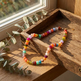 Daiiibabyyy  Trendy Colorful Resin Beads Chain Necklaces for Women Men Boho Handmade Choker Necklaces Vacation Statement Jewelry Gifts