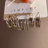 Daiiibabyyy  Three Pieces Geometric Round Pleated Stud Earrings Sets Minimalist Personality Light Luxury Exquisite Ear Jewelry Set for Women