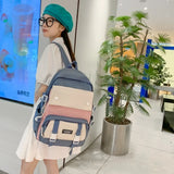 Daiiibabyyy  Fashion Nylon Backpack Large Capacity Korean Color School Bag Multifunction Breathable Book Bag Teenage