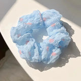 DAIIIBABYYY  -  New Trendy Summer Sunny Polka Dot Scrunchies Women College Student White Rubber Bands Fairy Colorful Ponytail Holder Headwear