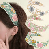 DAIIIBABYYY  -  Elegant Chiffon Embroidery Flower Hairband For Women Sweet Hair Decorate Headband Hair Hoop Band Turban Fashion Hair Accessories