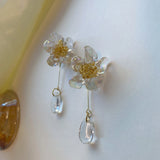 Daiiibabyyy  Vintage Acrylic Transparent Flower Glass Water Drop Dangle Earrings Fairy Temperament Jewelry Party Holiday Gifts
