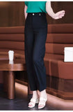 DAIIIBABYYY  -  Nine-point Wide-leg Pants for Women in Summer Thin New High-waist Drooping Ice Silk Suit Women's Slim Straight Pants