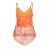 Daiiibabyyy  Tank Tops for Women Summer High-end Designed Temperature Niche Chic French Gentle Style Mesh Printed Irregular Suspender Vest