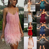 DAIIIBABYYY  -  2024 Gold Cocktail Feature Tassel Dresses,Evening Party Dress,Long One-piece Dress Gown,Short Birthday Wedding Party Dress