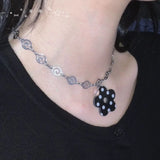 Daiiibabyyy  Y2K Jewelry Swirl Chain Polka Dot Flower Pendant Necklace for Women Kawaii 90s Aesthetic Fashion Korean Punk Necklace Accessorie