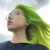 DAIIIBABYYY  -  Retro Blue Green Oval Small Frame Glasses Frame Women's Anti Blue Light Glasses New Fashion Y2K Style Eyeglasses Frame