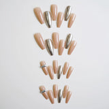 Daiiibabyyy 24pcs 3D Silver Fake Nail Y2k  False Nails Set Press on Full Cover Nail Stick-on  Full Cover Nail with Glue Fashion