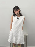 DAIIIBABYYY  -  Embroidered Hook Flower Lace Vest Dress Women Summer New Sweet Youthful Temperament Sleeveless Short Vestidos