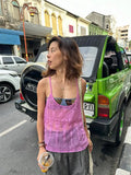 DAIIIBABYYY  -  Streetwear Hollow Out Mesh Tops Summer Lace Sleeveless Tank Tops Y2k Loose Korean Fashion Y2k Halter Tops Chic Camisole