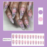 DAIIIBABYYYY  -  24pcs Ins 3D Fake Nail Patches Y2k Cool Girl Almond Press on Nail Full Cover Wearable European Geometry Printed False Nail Tips