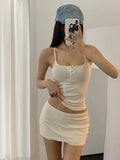DAIIIBABYYY  -  Hot Girl Pure Lust Style Silvered Polka Dot Camisole + Summer High Waist Wrapped Hip Anti-exposure Short Culottes Two-piece Set