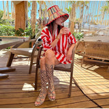 Daiiibabyyy  Plaid Print Ruffle Wide Brim Bucket Hat Foldable Sun Protection Loose Fit Summer Women Straw Hat Casual Chic Lady Sombrero