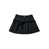 DAIIIBABYYY  -  Sweet Hot Girl Retro College Style Plaid Pleated Short Skirts Women's Summer High Waist Slim Bow Lace-up Anti-exposure Skirt