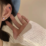 Daiiibabyyy -  6/Pairs Heart-shape Crystal Small Stud Earrings Set Girl Child Heart Star Animal Moon Crown Rhinestone Earring Brincos Jewelry