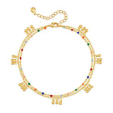 Daiiibabyyy  Color Double Layer Small Beads Chain Anklet for Women Light Luxury Summer Boho Vocation Foot Chain Party Jewelry Gifts